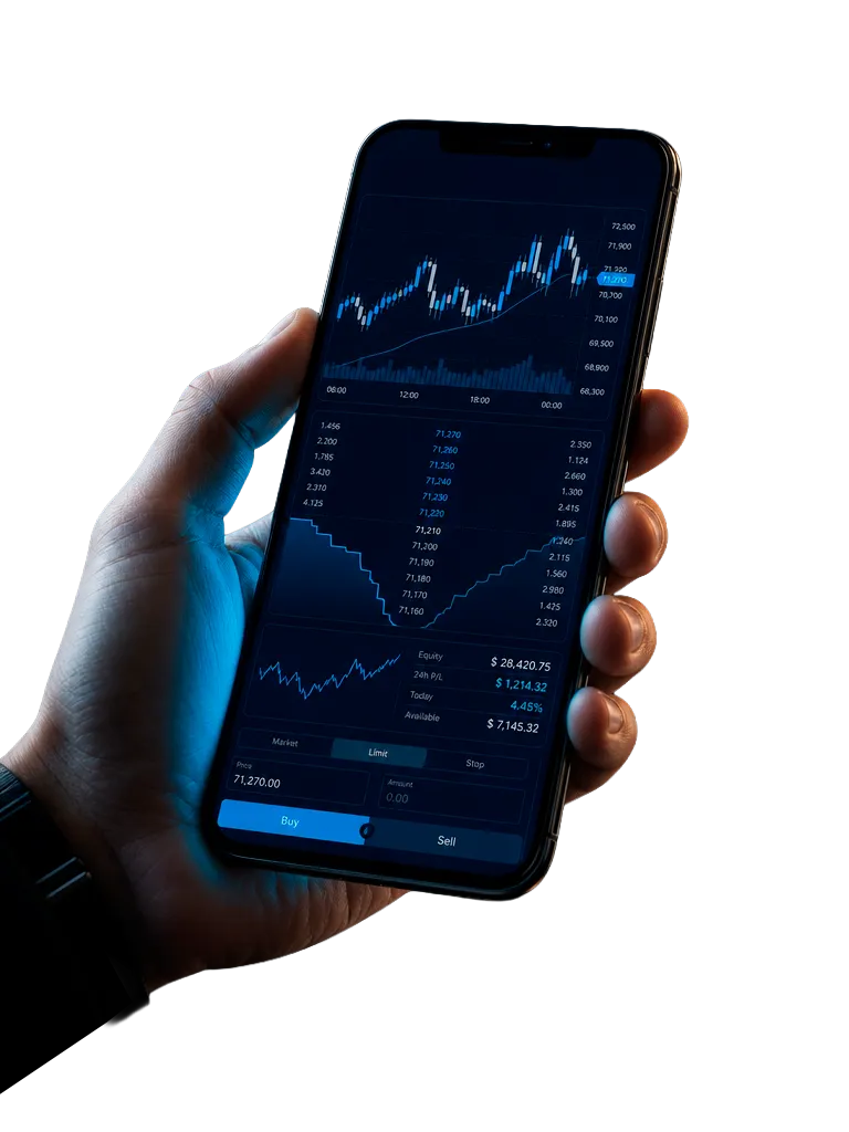 Cerfina mobile trading app on a smartphone